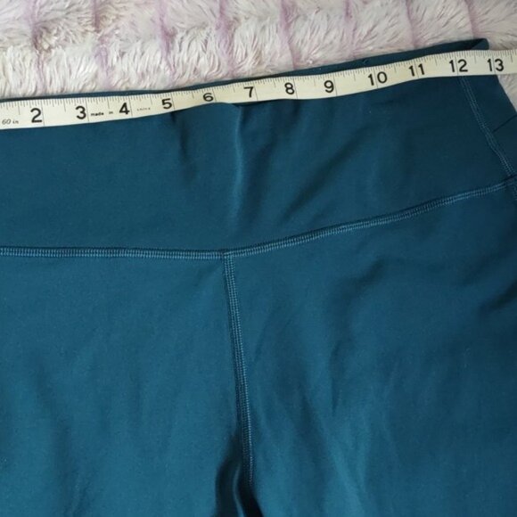 Peloton Teal Blue Green Yoga Waistband Back Pocket Activewear Gym Capri Large - Picture 6 of 10